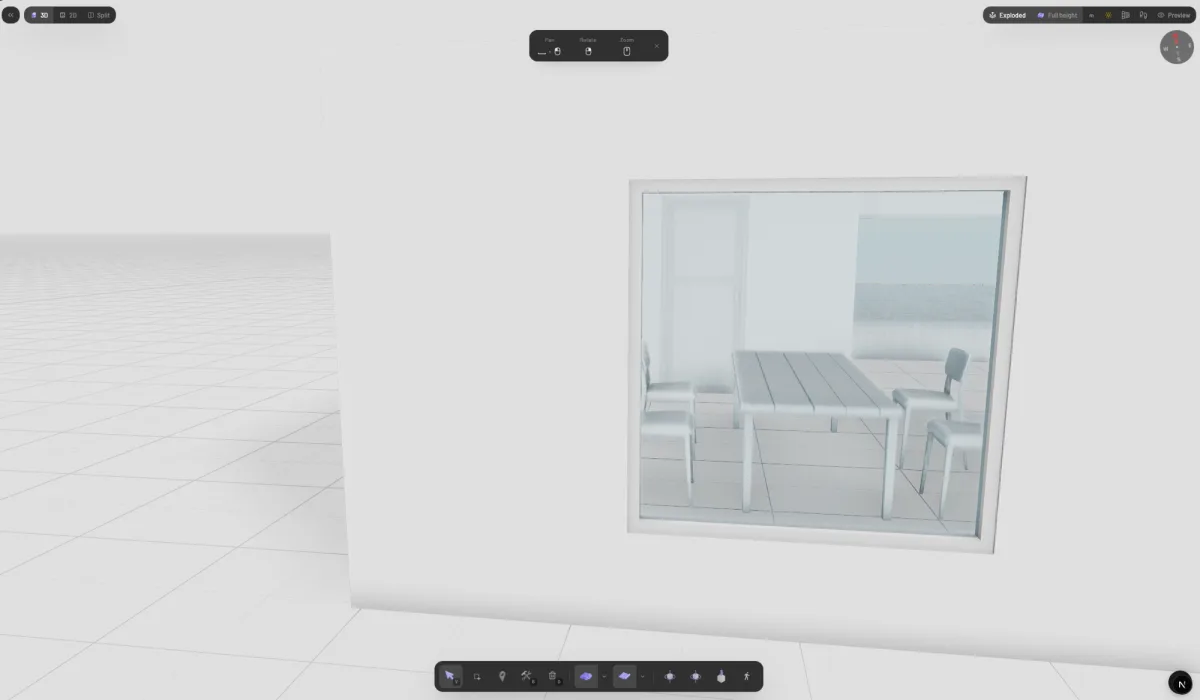 Aedifex interior design tool - drag and drop furniture, adjust layouts, and switch materials in a 3D room planner